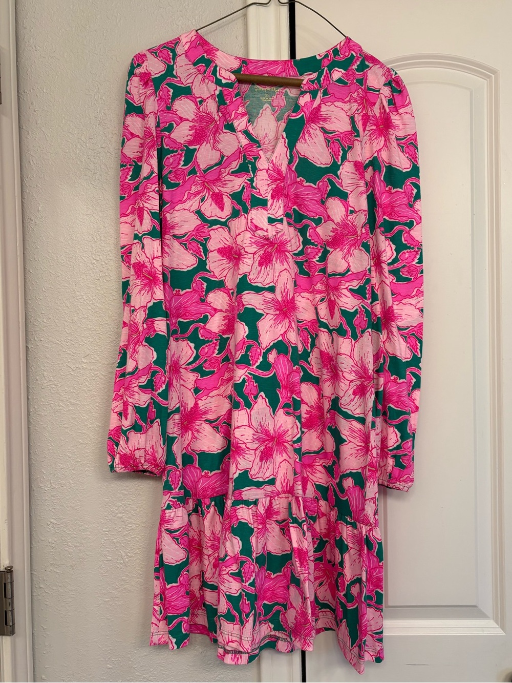 Lilly Pulitzer Kelly Green and Hot Pink Floral Dress